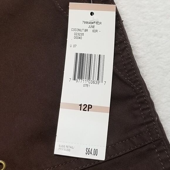 Jones New York 12P Petite Pants Cargo Cropped Capri Brown Cotton Basic NEW - Picture 5 of 10